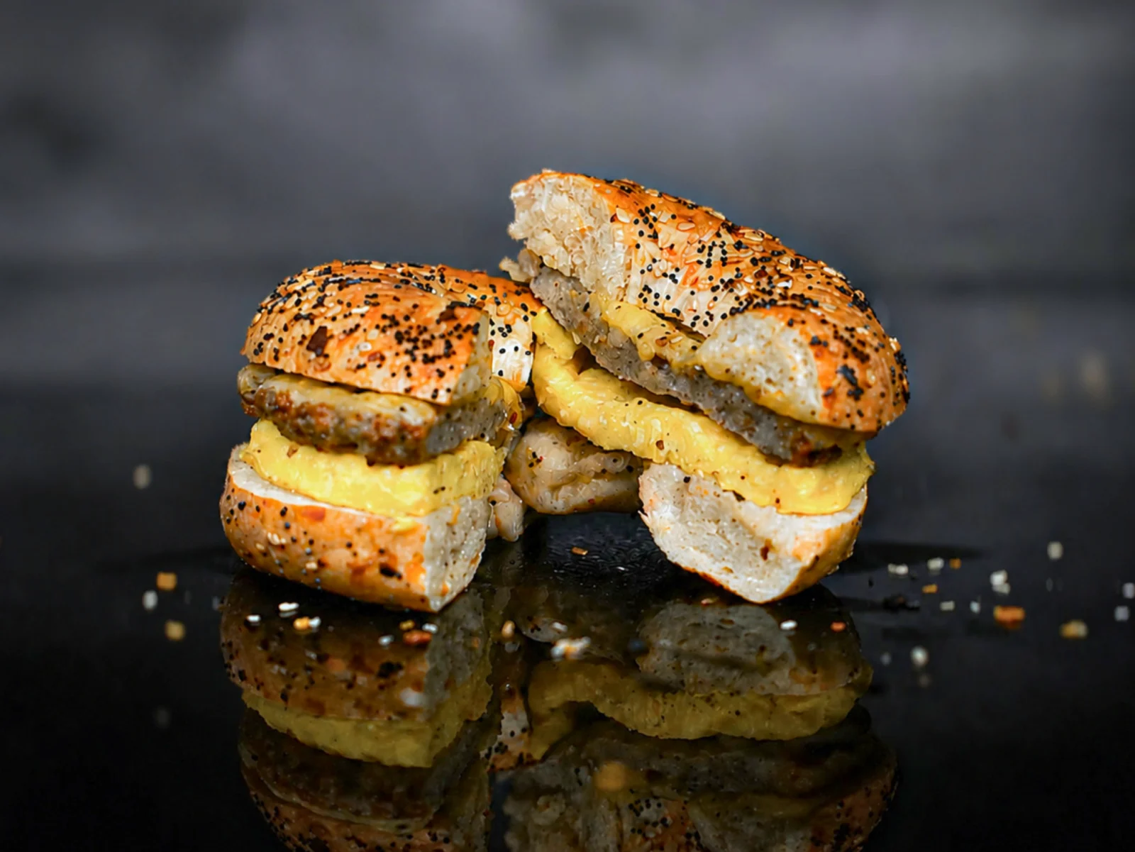 151 Coffee breakfast bagel sandwiches cut open