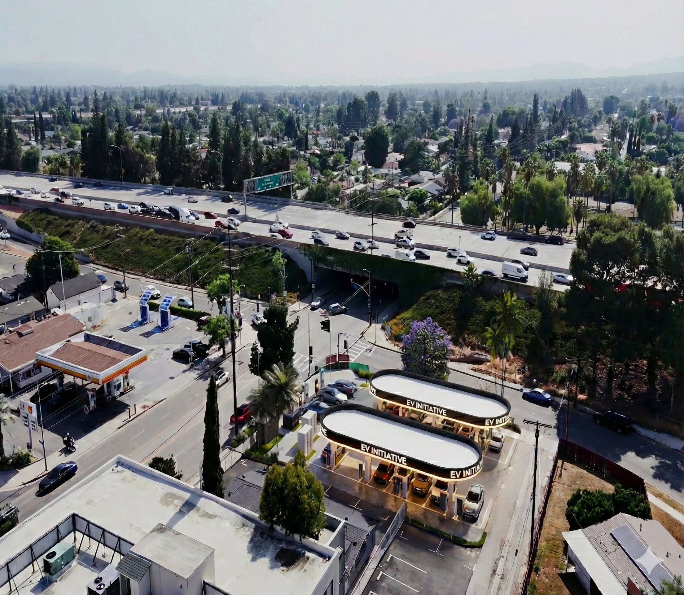 EVII Mission Hills aerial view at the I-405 corridor